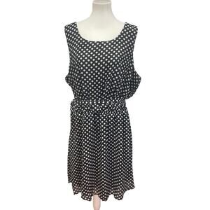 Paper Doll Womens 3X Gathered Waist Lined Polyester Polka Dot Sleeveless Dress